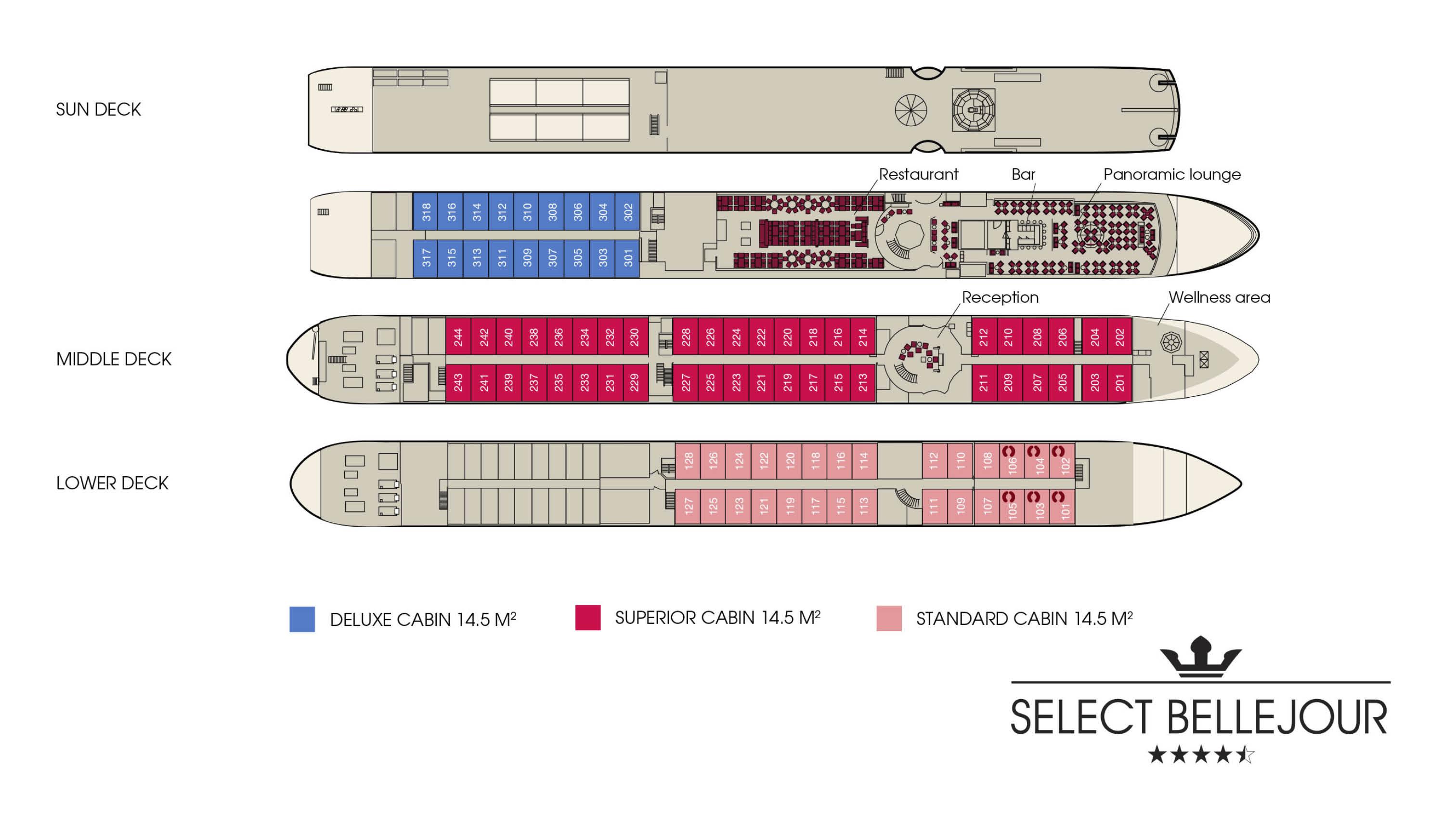 Skibsoversigt på MS Bellejour